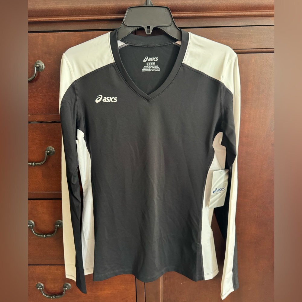 ASICS Women's Roll Shot Performance Jersey Black White Size M/M NWT